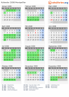 Kalender 2008 mit Ferien und Feiertagen Montpellier