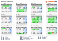 Kalender 2008 mit Ferien und Feiertagen Rennes