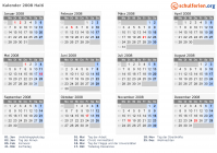 Kalender 2008 mit Ferien und Feiertagen Haiti
