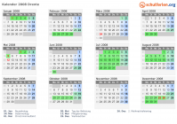 Kalender 2008 mit Ferien und Feiertagen Drente