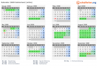 Kalender 2008 mit Ferien und Feiertagen Gelderland (mitte)