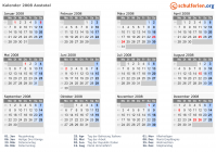 Kalender 2008 mit Ferien und Feiertagen Aostatal