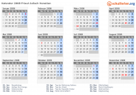 Kalender 2008 mit Ferien und Feiertagen Friaul-Julisch Venetien