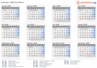 Kalender 2008 mit Ferien und Feiertagen Sardinien