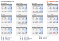 Kalender 2008 mit Ferien und Feiertagen Südtirol