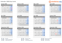 Kalender 2008 mit Ferien und Feiertagen Kap Verde