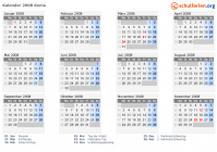 Kalender 2008 mit Ferien und Feiertagen Kenia
