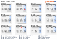 Kalender 2008 mit Ferien und Feiertagen Kirgisistan