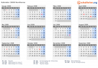 Kalender 2008 mit Ferien und Feiertagen Nordkorea