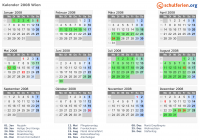 Kalender 2008 mit Ferien und Feiertagen Wien