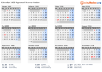 Kalender 2008 mit Ferien und Feiertagen Appenzell Ausserrhoden