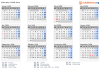Kalender 2008 mit Ferien und Feiertagen Bern
