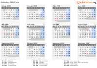 Kalender 2008 mit Ferien und Feiertagen Jura