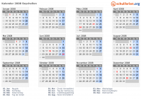 Kalender 2008 mit Ferien und Feiertagen Seychellen