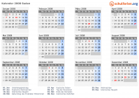 Kalender 2008 mit Ferien und Feiertagen Sudan