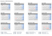 Kalender 2008 mit Ferien und Feiertagen Südafrika