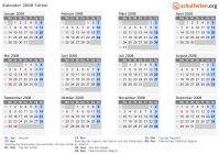 Kalender 2008 mit Ferien und Feiertagen Türkei