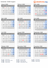 Kalender 2008 mit Ferien und Feiertagen Ungarn