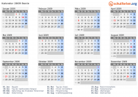 Kalender 2009 mit Ferien und Feiertagen Benin