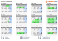 Kalender 2009 mit Ferien und Feiertagen Berlin