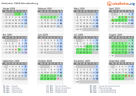 Kalender 2009 mit Ferien und Feiertagen Brandenburg
