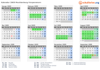 Kalender 2009 mit Ferien und Feiertagen Mecklenburg-Vorpommern