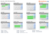 Kalender 2009 mit Ferien und Feiertagen Rheinland-Pfalz