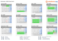 Kalender 2009 mit Ferien und Feiertagen Saarland