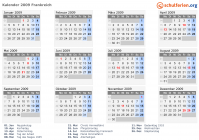 Kalender 2009 mit Ferien und Feiertagen Frankreich