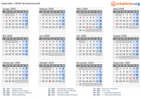 Kalender 2009 mit Ferien und Feiertagen Griechenland