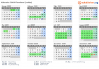 Kalender 2009 mit Ferien und Feiertagen Flevoland (mitte)