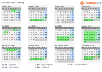 Kalender 2009 mit Ferien und Feiertagen Limburg