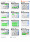 Kalender 2009 mit Ferien und Feiertagen Nordbrabant (mitte)