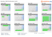 Kalender 2009 mit Ferien und Feiertagen Nordbrabant (süd)