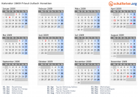 Kalender 2009 mit Ferien und Feiertagen Friaul-Julisch Venetien