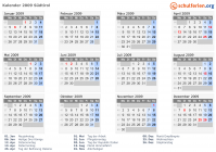 Kalender 2009 mit Ferien und Feiertagen Südtirol