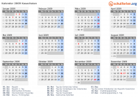 Kalender 2009 mit Ferien und Feiertagen Kasachstan