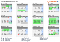 Kalender 2009 mit Ferien und Feiertagen Oberösterreich