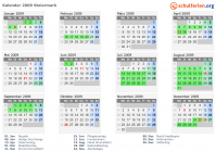 Kalender 2009 mit Ferien und Feiertagen Steiermark