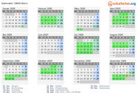 Kalender 2009 mit Ferien und Feiertagen Bern