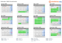 Kalender 2009 mit Ferien und Feiertagen Graubünden