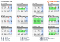 Kalender 2009 mit Ferien und Feiertagen Jura