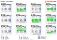 Kalender 2009 mit Ferien und Feiertagen Luzern
