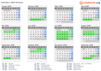 Kalender 2009 mit Ferien und Feiertagen Schwyz