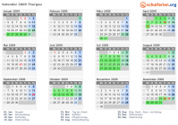 Kalender 2009 mit Ferien und Feiertagen Thurgau
