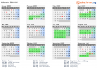 Kalender 2009 mit Ferien und Feiertagen Uri