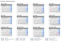 Kalender 2009 mit Ferien und Feiertagen Südafrika