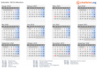 Kalender 2010 mit Ferien und Feiertagen Albanien
