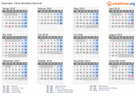 Kalender 2010 mit Ferien und Feiertagen Nordterritorium