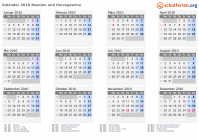Kalender 2010 mit Ferien und Feiertagen Bosnien und Herzegowina